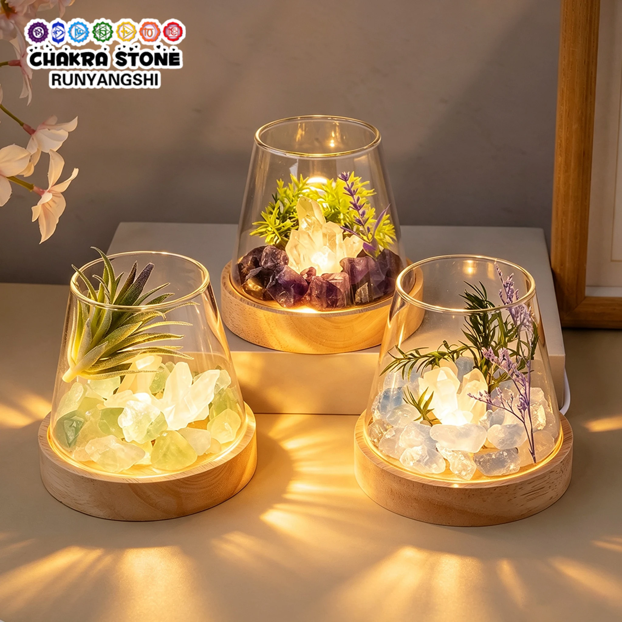 1set Natural crystal raw stone landscape night light without fire aromatherapy crystal night light atmosphere light