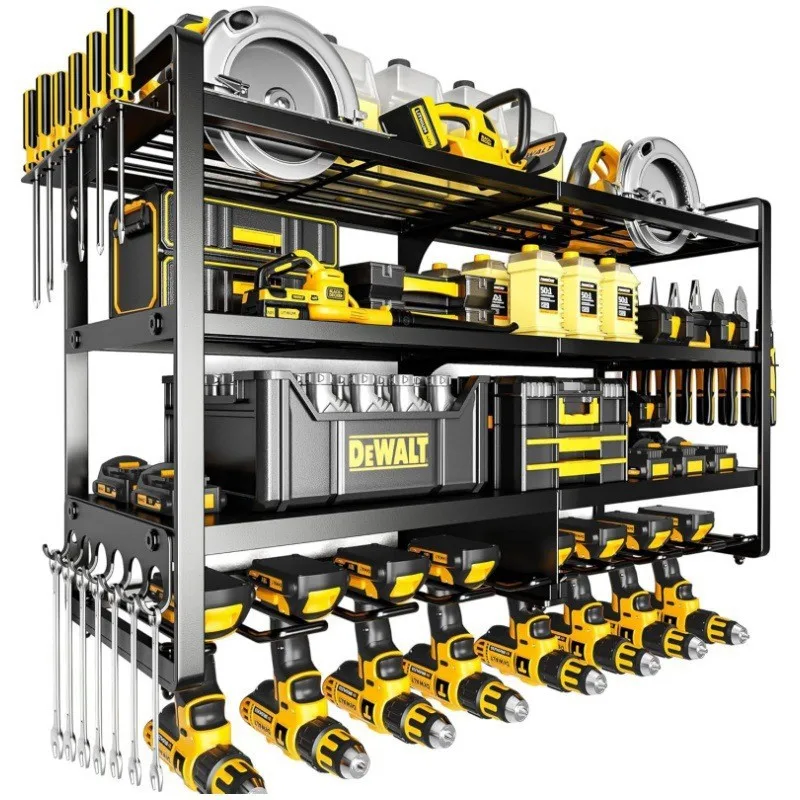

4-Layer heavy-duty metal power tool storage box, wall-mounted power tool bracket