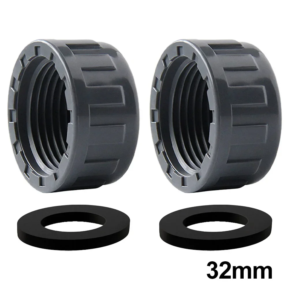 2pcs PVC Threaded Cap Round Female Thread Hose Connector With Rubber Seals Kit 20mm/25mm/32mm Pipe Ends Blanking Plug