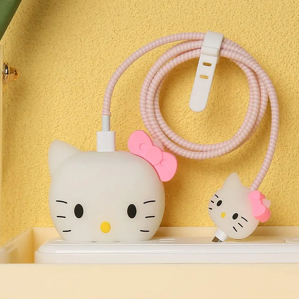 3D Sanrio Hello Kitty Cute Cartoon Iphone Fast Charger Case Kuromi Charger Head Protective Case Data Cable Protective Case Gift