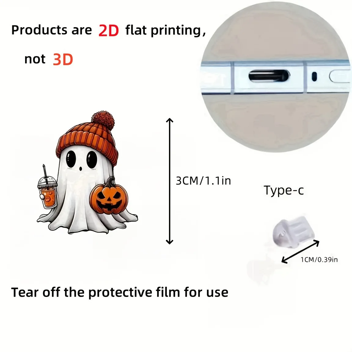 Lovely Pumpkin Ghost Phone Dust Stopper Suitable for Type-C Lightning Interface Accessories