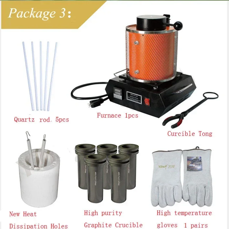 

2kg Capacity 110v/220v Portable Melting Furnace Electric Smelting Equipment for Gold Copper Silver Smelting