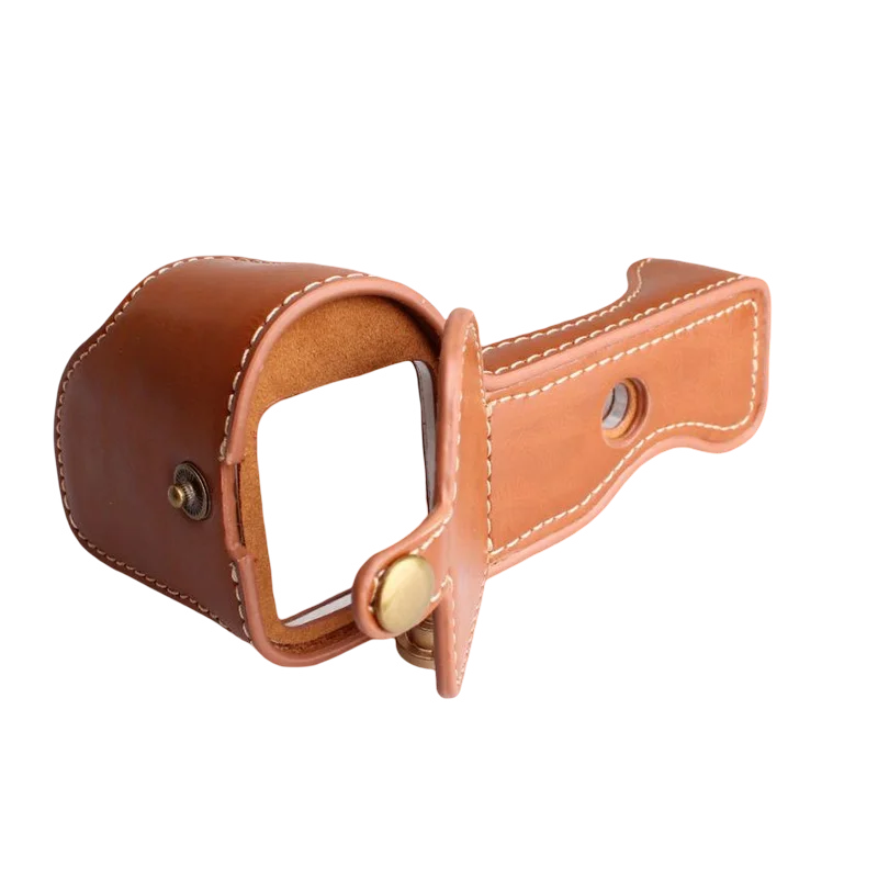 Bolsa de PU funda protectora cuerpo media cubierta montaje de tornillo 1/4 para accesorios de cámara Sony ILCE-6500 A6500