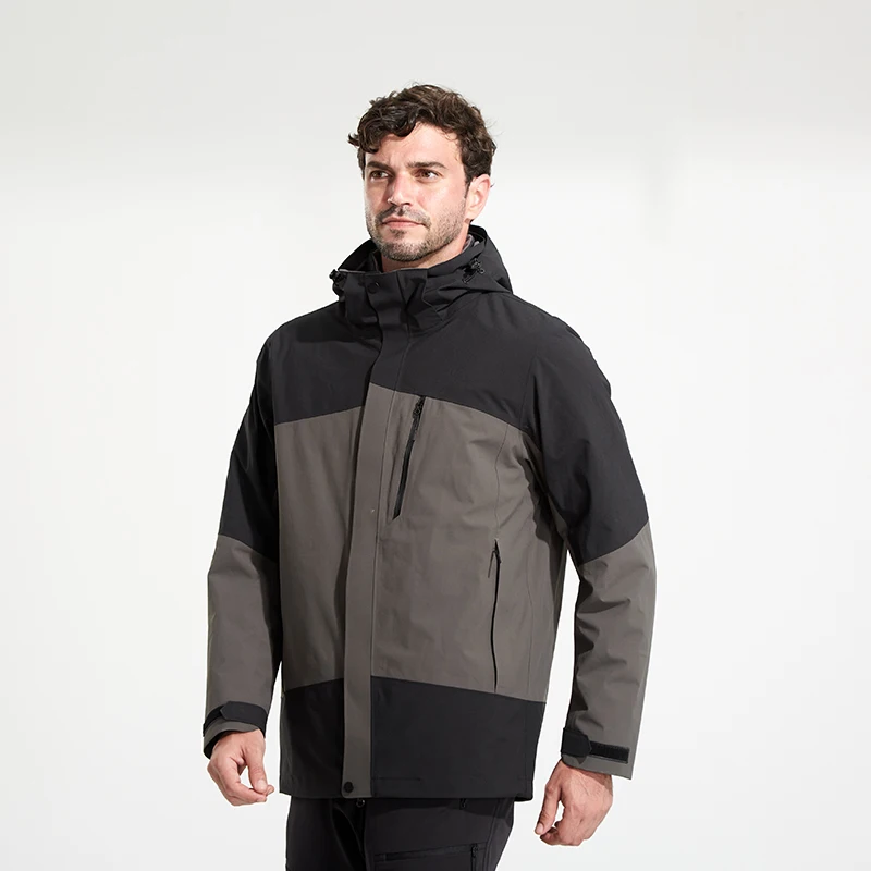 

Men 3 In 1 Fashion Down Jacket Autumn Winter Warm Inner Lining Down Coat Outdoor Sports Stand Collar Windproof Puffer Outerwear