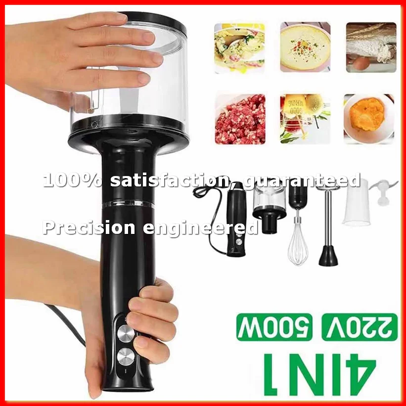 

4 in 1 High Power Immersion Hand Stick Blender Mixer Includes Chopper and Smoothie Cup Stainless Steel Ice Blade EU Plug-ROWI