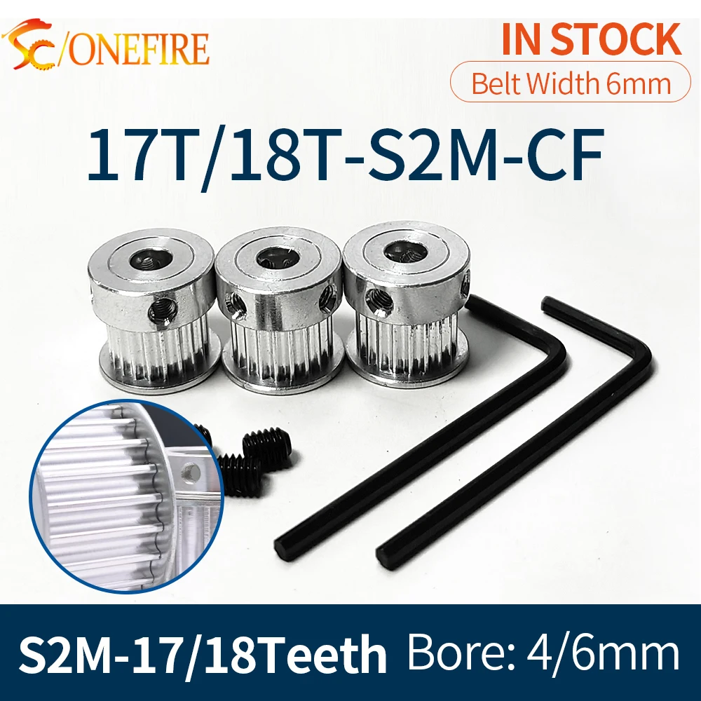 S2M 17T 18T Timing Belt Pulley Synchronous wheel Bore 4/6mm For 2M Width 6mm S2M-17T 18Teeth Pitch 2mm Sprockets