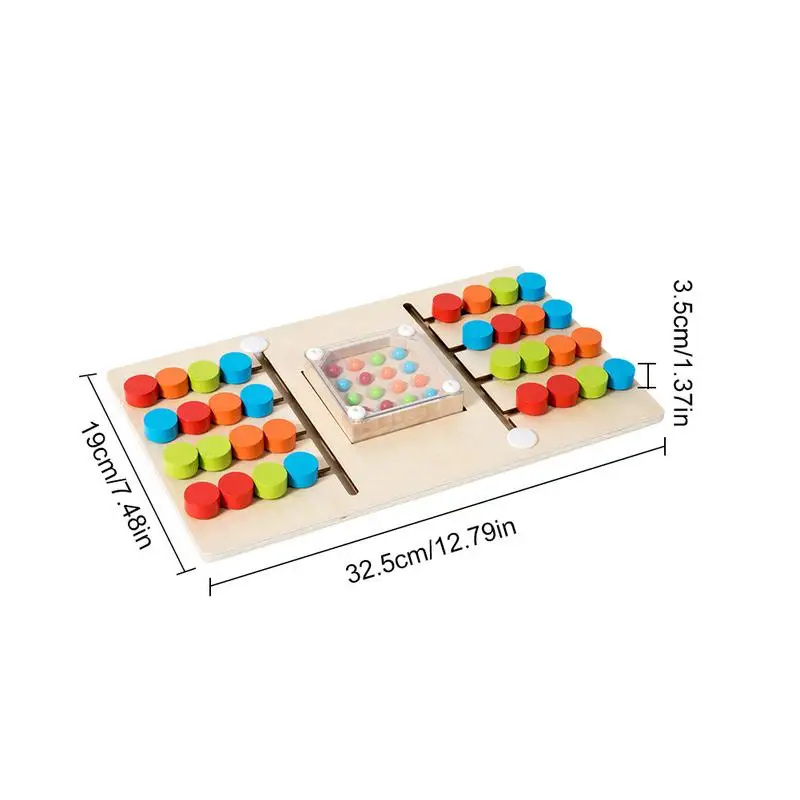 Wooden Color Matching Game Wooden Beads Color Sorting Board Game Two-Player Board Game Preschool Educational Toy For Boys Girls