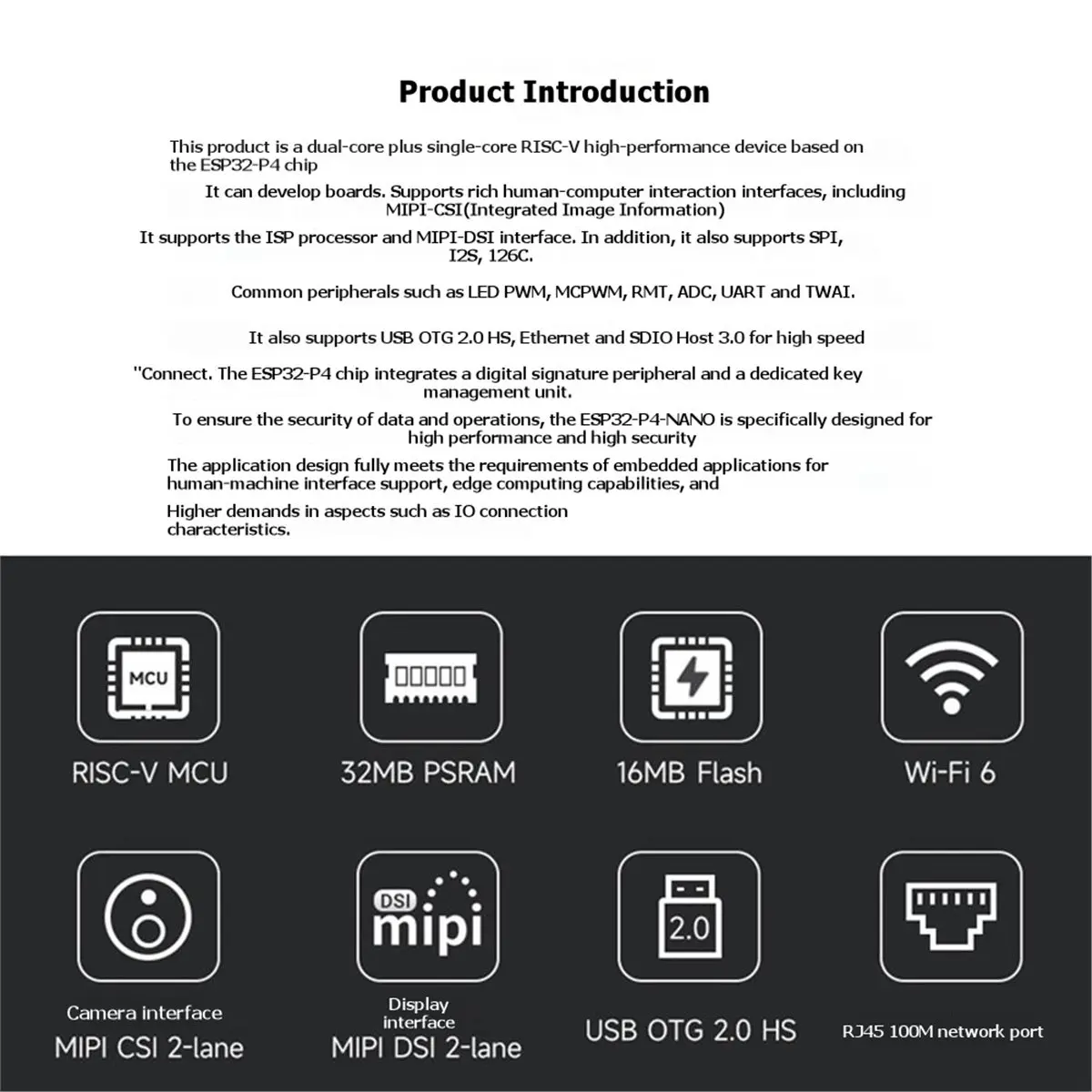 -P4-NANO Development Board -P4 RISC-V MCU Wi-Fi 6 Bluetooth 5 BLE -P4-NANO