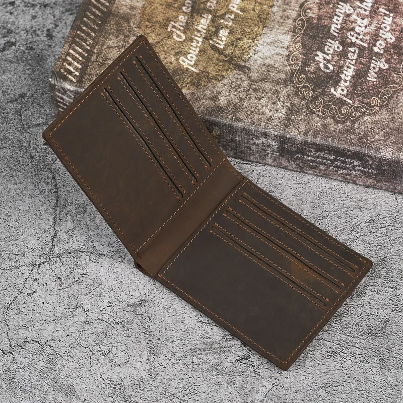 

LD-Retro Crazy Horse Leather Wallet Simple Genuine Leather Men's Wallet Horizontal and Vertical Pickup Bag