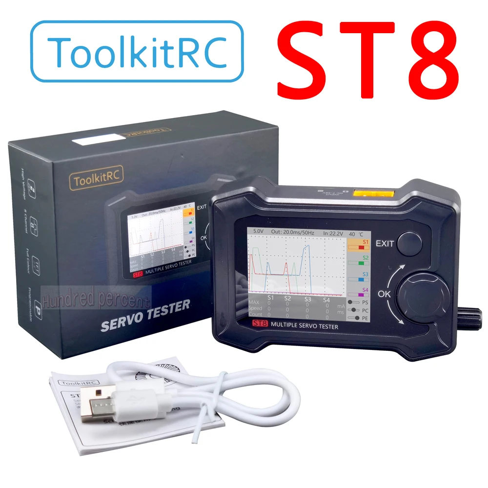 In Stock Toolkitrc St8 2.4 Tft 7-28v 8-channel Servo Integrated Tester 4 Independent Interface Signal Test