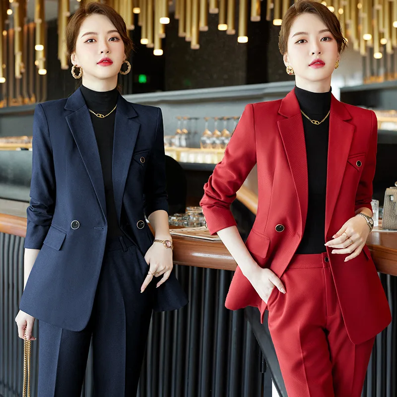 

2023 Fashion Temperament Slim Fit Small Business Suit Internet Celebrity Long Sleeve Suit Coat Women's Winter Wear Business Wear