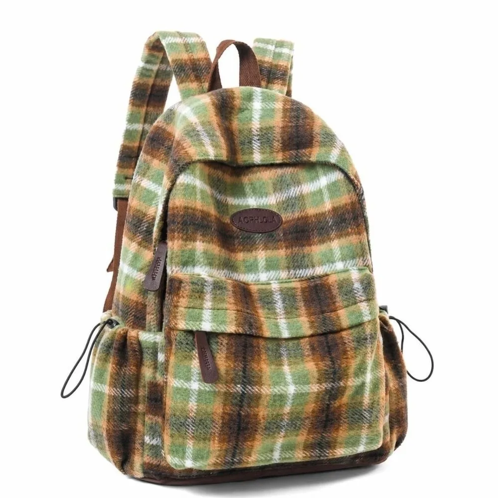 Creative Vintage Plaid Backpack Large Capacity Versatile School Backpack Casual Daily Bookbag for Women Men