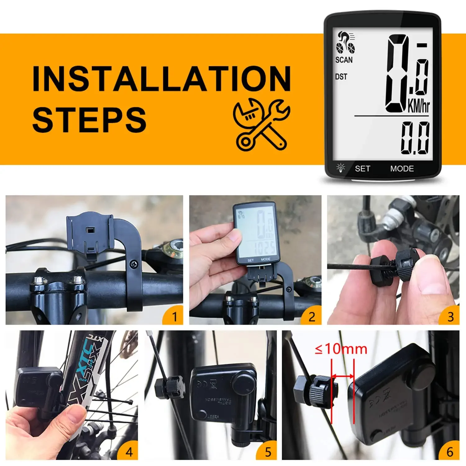 Wireless Bike Computer 2.8 inch 20 Multi-Functions Waterproof Bike Speedometer and Cycling Odometer Bike Accessories