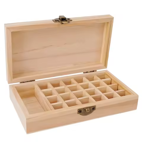 Essential Oil Box Large Capacity Pure Solid Wood 25 Grid Essential Oil Storage Box Essential Oil Box