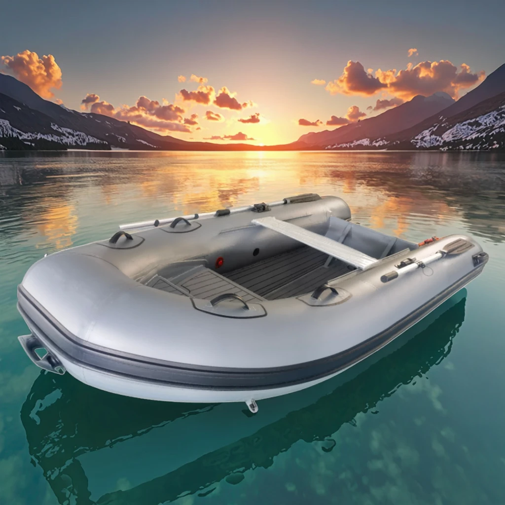12.5ft 380cm PVC Hypalon Rigid Hull Boat Aluminum Deep V Hull RIB Inflatable Boat for River Lake Fishing Diving