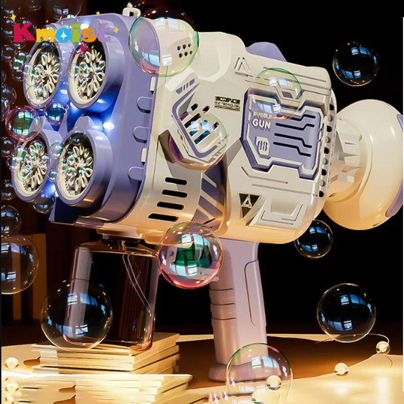 Pistolet do Baniek Mydlanych Elektryczny Wyrzutnik Kosmiczny Prezent na Dzień Dziecka Ciągłe Wytwieranie Baniek z Podświetleniem LED