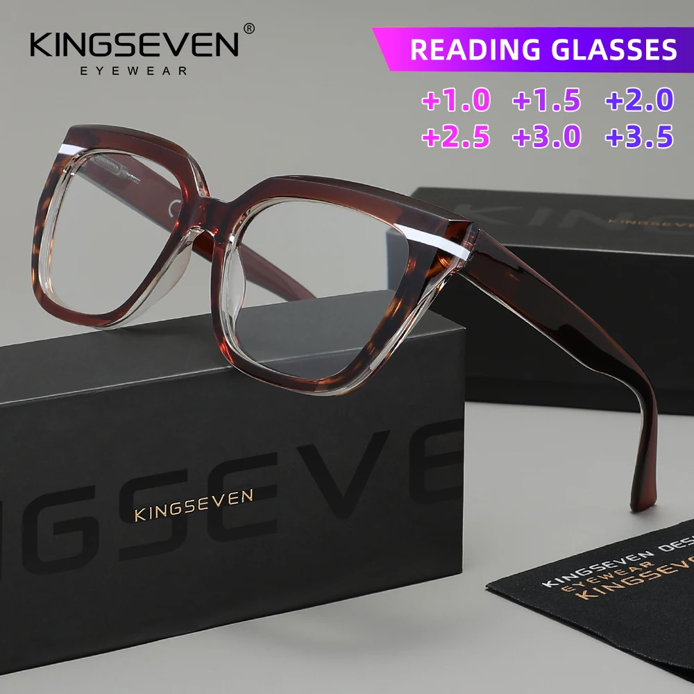 

KINGSEVEN очки для чтения дальнозоркость дальнозоркость женские + 1,0 ~ + 3,5 очки с оптическими линзами прямоугольные квадратные модные очки «кошачий глаз»