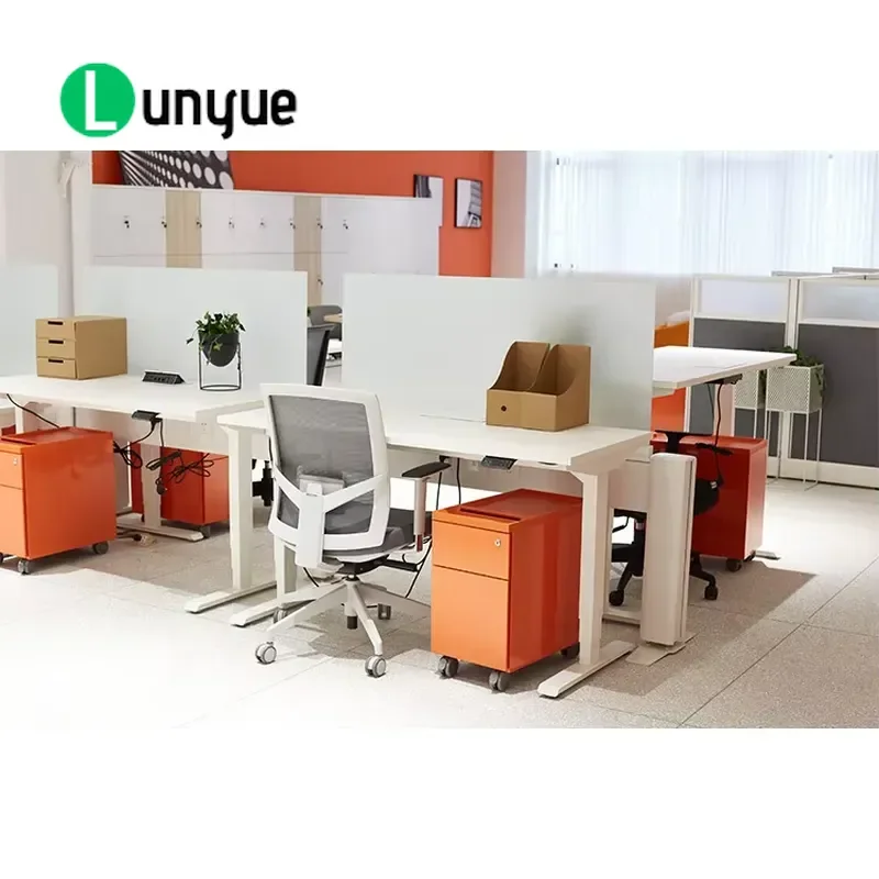 Custom Height Adjustable Office Workstation Cubicle Table with Partition for Call Center Employee Desk Furniture