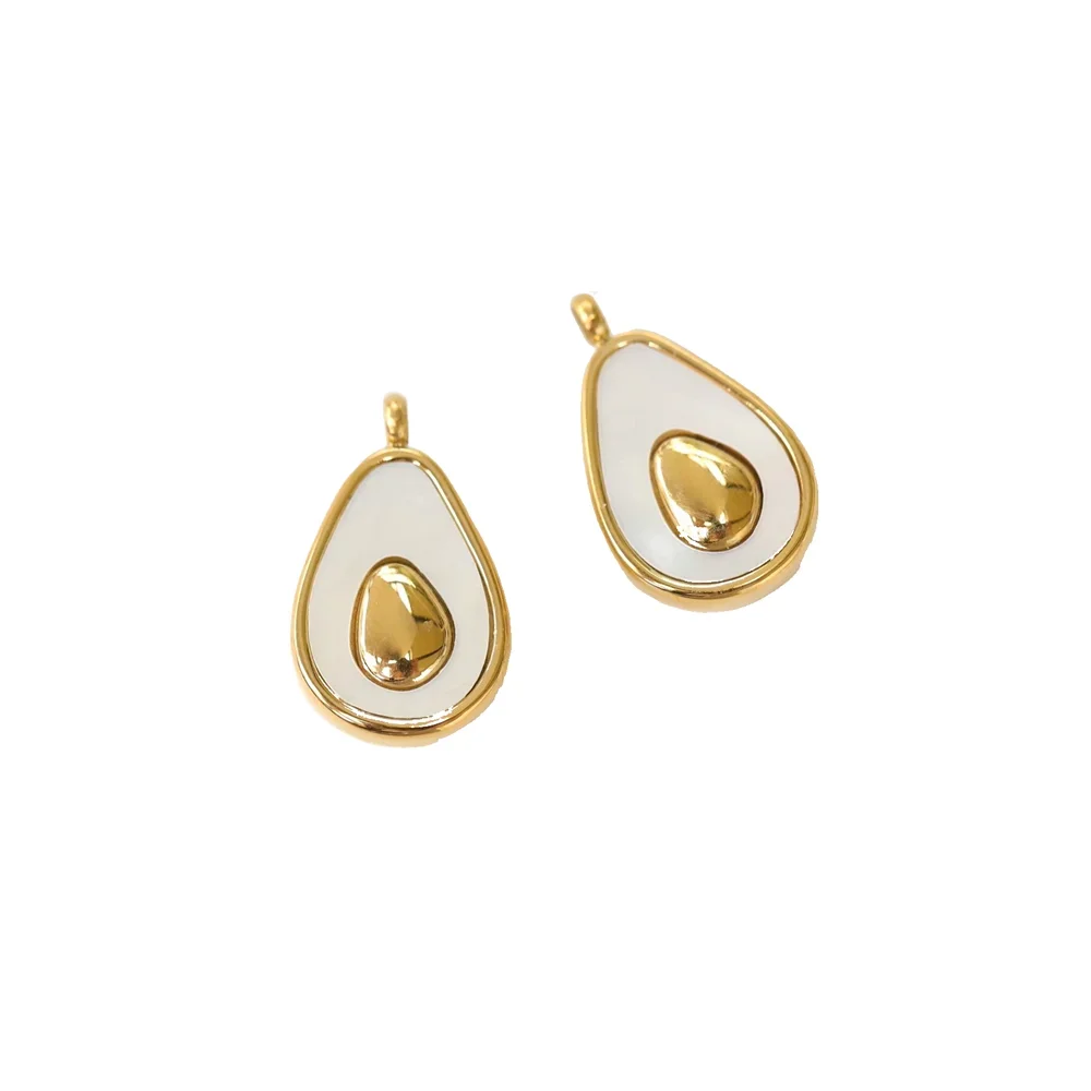 

Titanium steel gold plated white Fritillaria Avocado pendant clavicle chain Summer small fresh DIY accessories