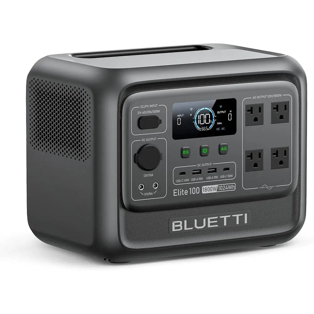

Elite 100 V2 Portable Power Station, 1024Wh LP Battery Backup w/ 4 1800W AC Ports (3600W Surge), 35% Smaller, ast Charge and UPS