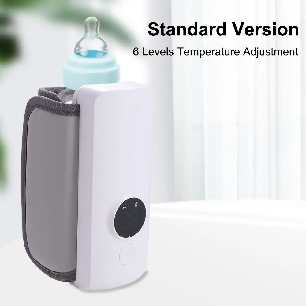 USB Rechargeable Baby Bottle Warmer Temperature Adjustment with Temperature Display Milk Heater Safe 6Levels Baby Bottle Heater