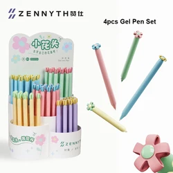 4pcs Flower Gel Pen 0.5mm Core Aesthetic Signature Pens for Kid Girl Teen Student Adult Writing Noting Journaling Cute Supplies