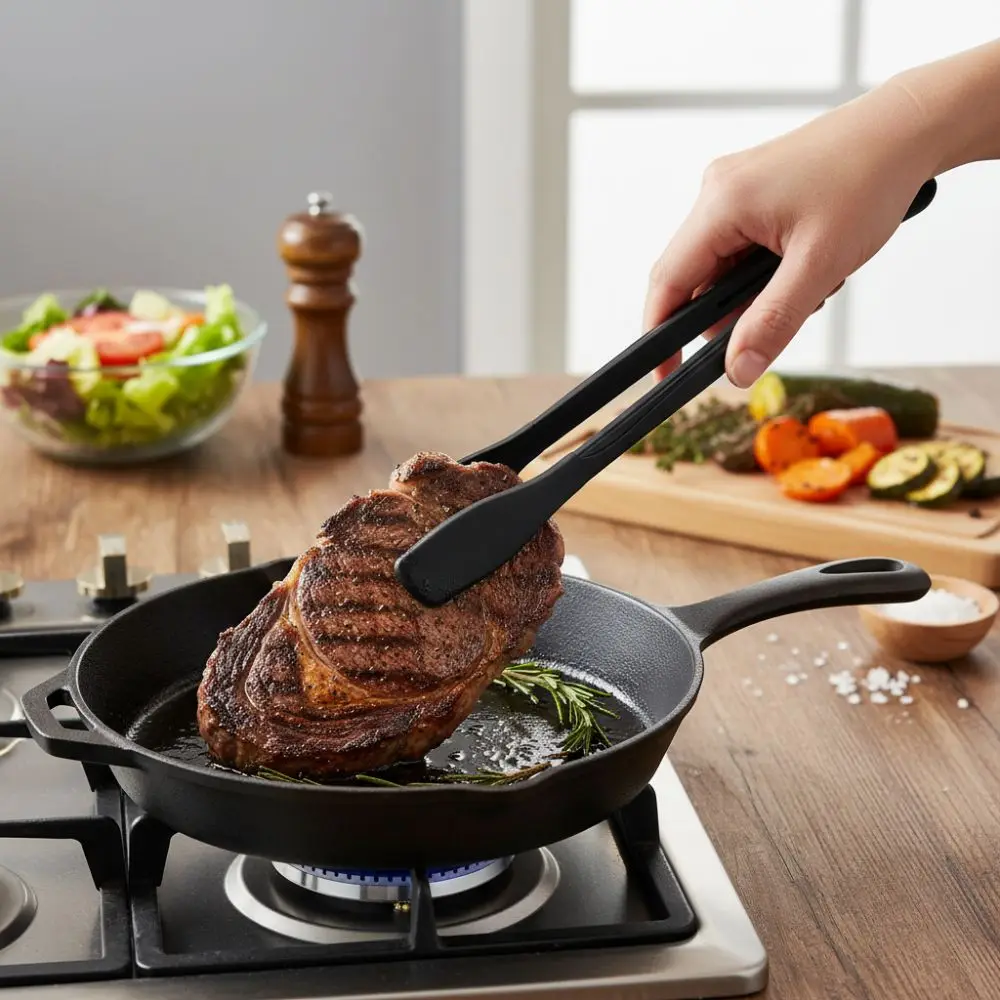 

Multipurpose Heat Resistant Kitchen Food Clip Anti-Slip Non-Stick Steak Tongs Silicone Head Food Grade BBQ Grilling Tongs Baking