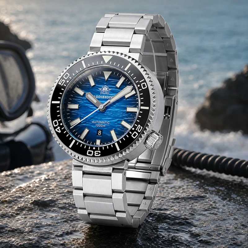 ADDIESDIVE Men's 1000m Dive Automatic Watch Sapphire Glass 8215 Mechanical Wristwatch AR Coated Ceramic Bezel Luminous Watches