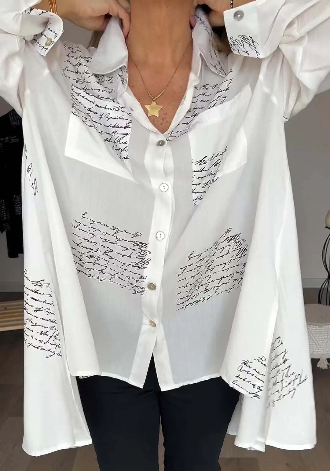 Bluzki Damskie Koszula Jednorzędowa Kołnierzyk Długi Rękaw Luźne Maxi Białe Koszule Casualowe Guziki 2025 Y2k Streetwear