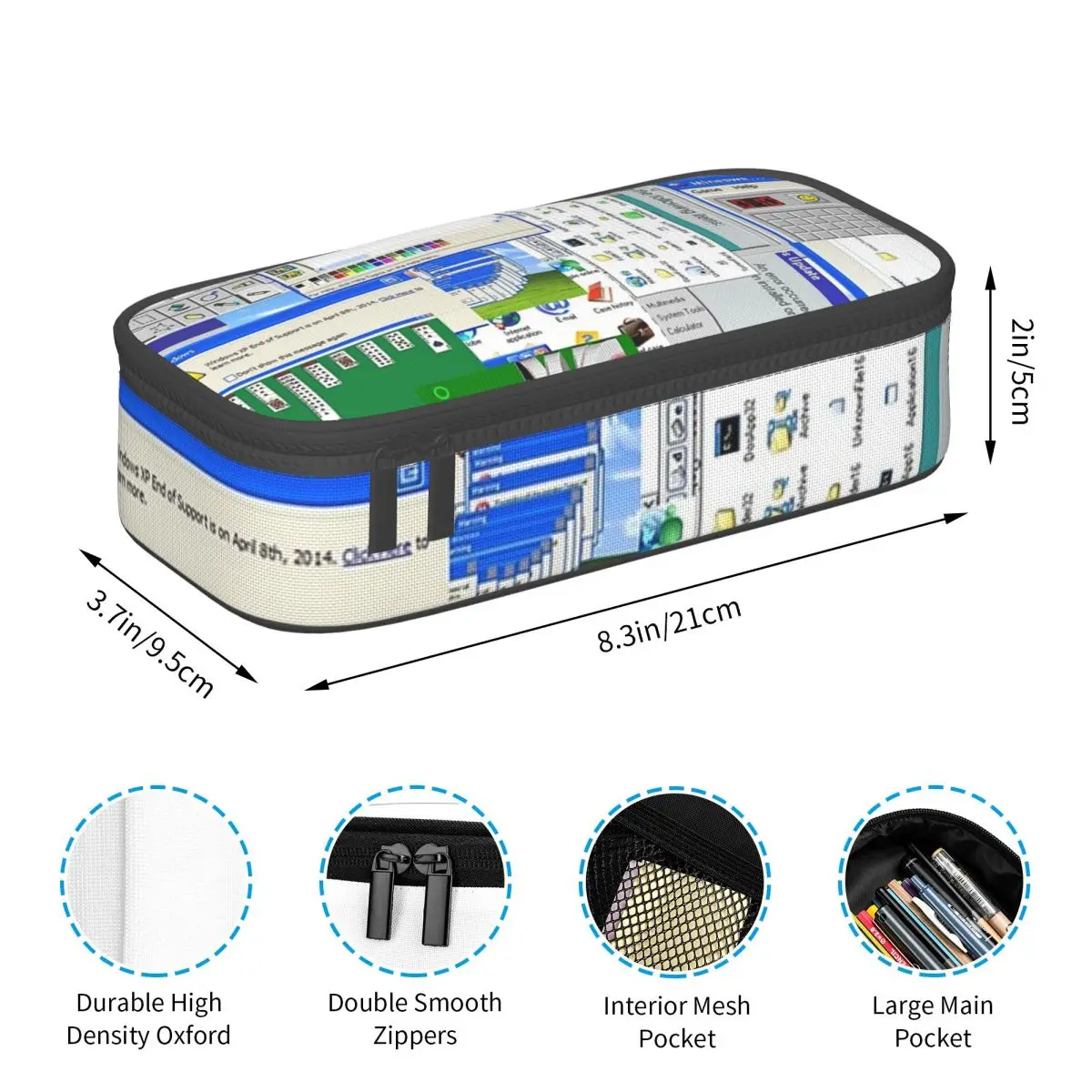 어린이를위한 Windows XP 콜라주 연필 케이스 학교 펜 상자 연필 가방 편지지 용품 펜 홀더 가방
