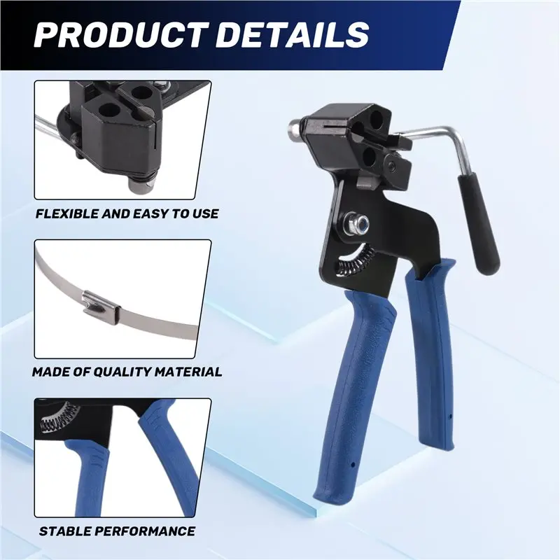 AS63-Heavy Steel Cable Tie Tool, Include 100 PCS Stainless Steel Cable Ties, Suitable For Home, Office, And Industrial Use Durab