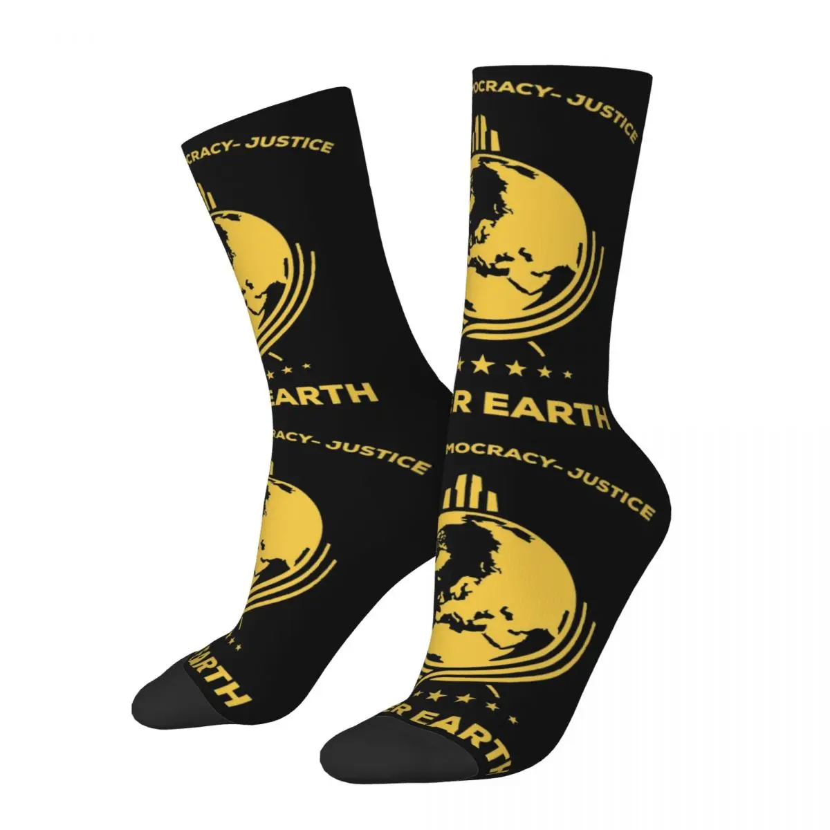 

Winter Warm Harajuku Men's Women's Super Earth Diving Into Hell Socks Helldivers Non-slip Basketball Socks