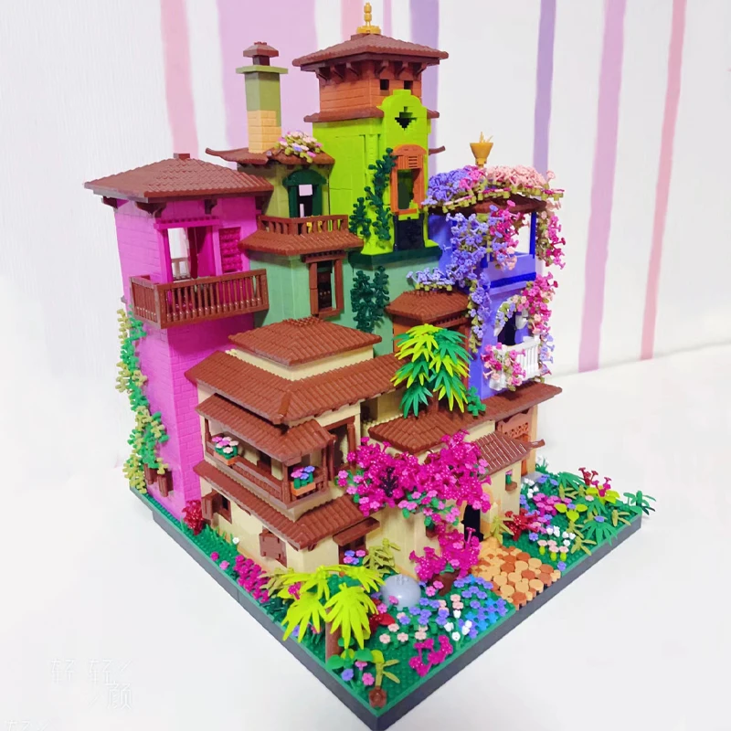 LHCX 818 Światowa Architektura Magiczny Dom Lekka Willa Wymarzony Kwiatowy Ogród Trawa DIY Mini Diamentowe Klocki Cegły Zabawka Budowlana Bez Opakowania