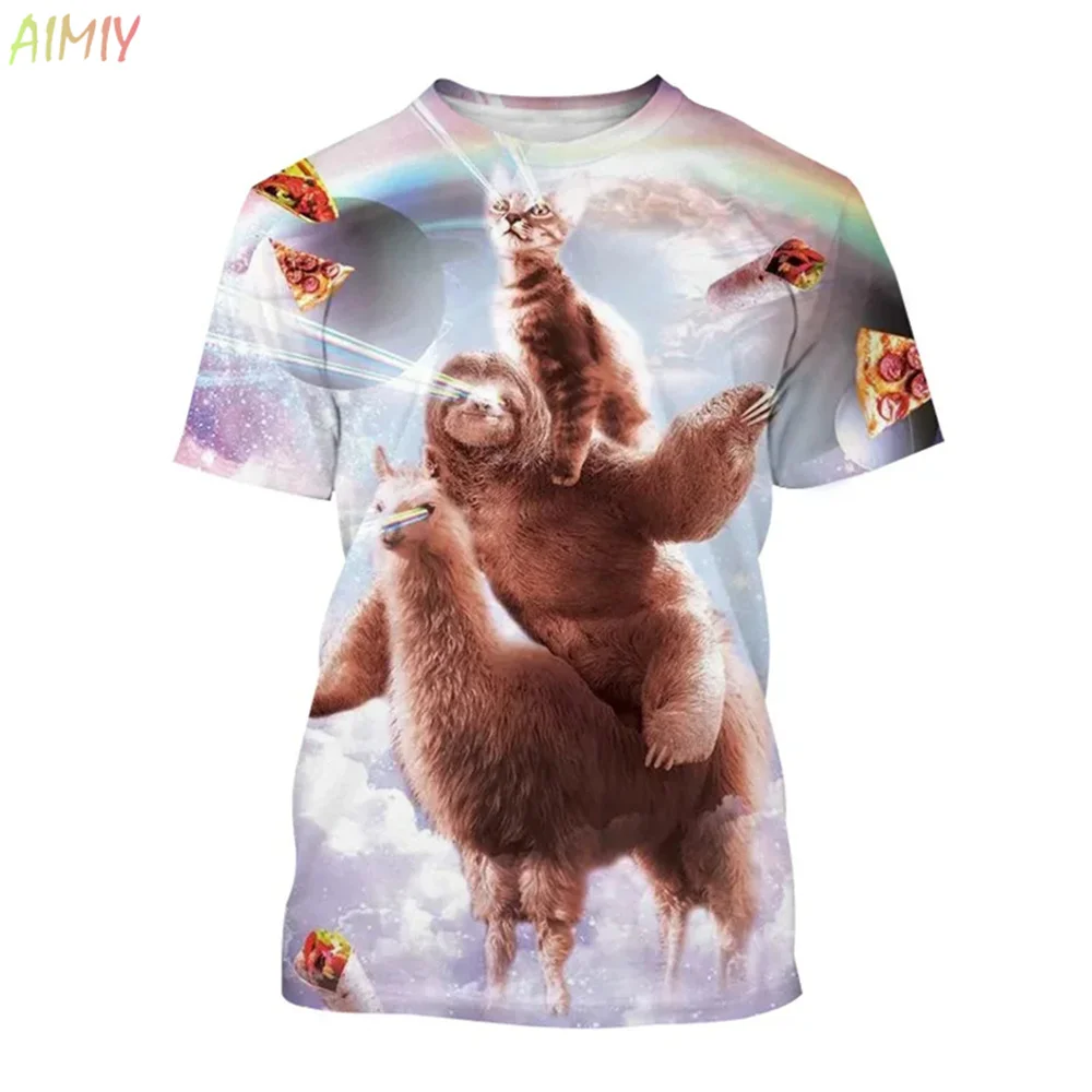 Funny Galaxy Sloth T Shirt For Men Kids Casual Animal Pizza 3d Print T-shirt Streetwear Tops Plus Size Short Sleeve Tee Shirts