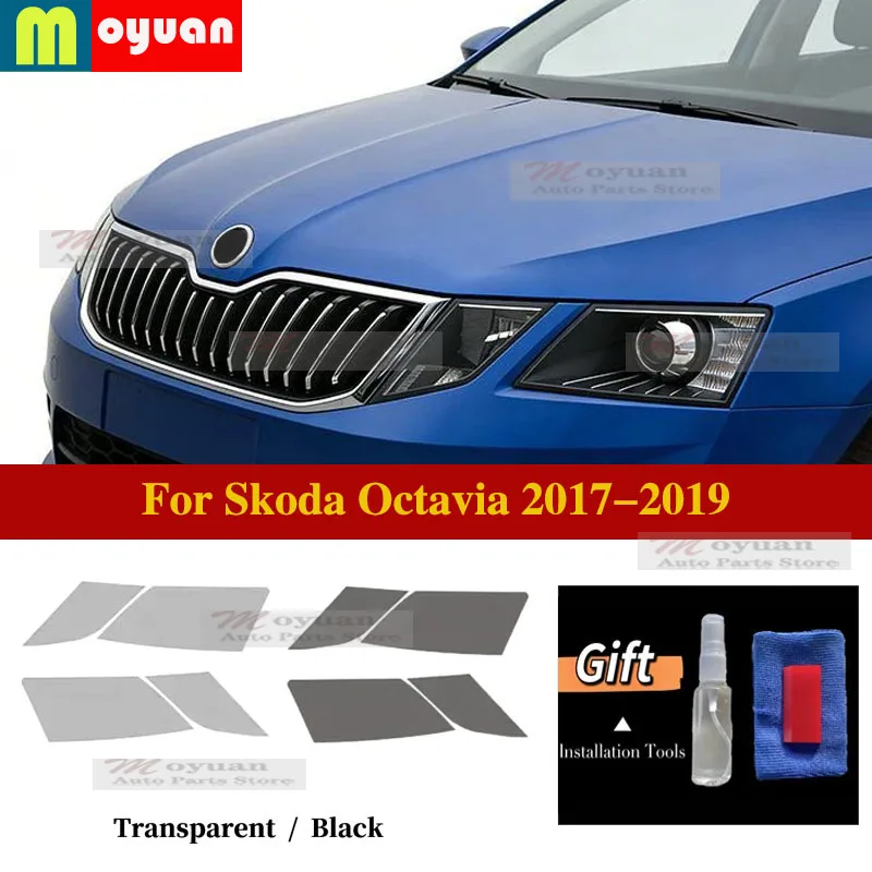 

For Skoda Octavia 2017-2019 Car Headlight Protect Car Film Front Headlamp Transparent Black TPU Exterior Sticker Car Accessories
