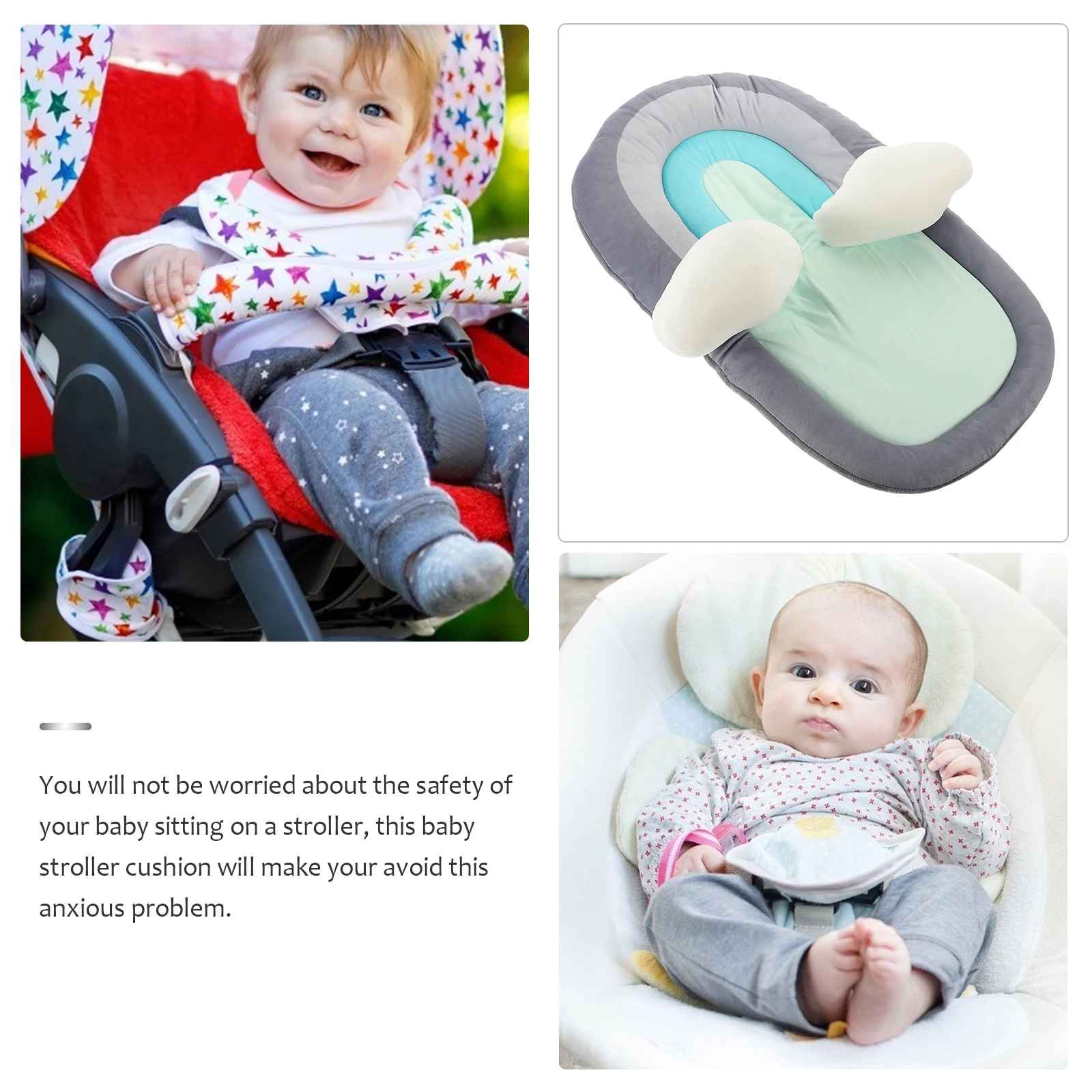 

Crystal Super Soft Baby Stroller Cushion Adorable Travel Breathable Washable Stroller Liner Seat Mat