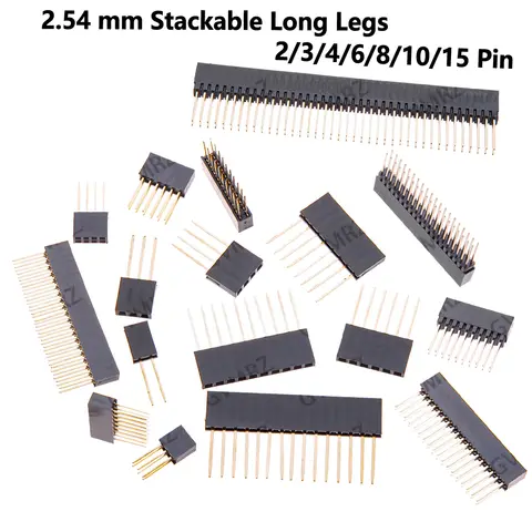 2/3/4/6/8/10/15 Pin 2.54 mm Stackable Long Legs Femal Header For Arduino Shield 4/6/8