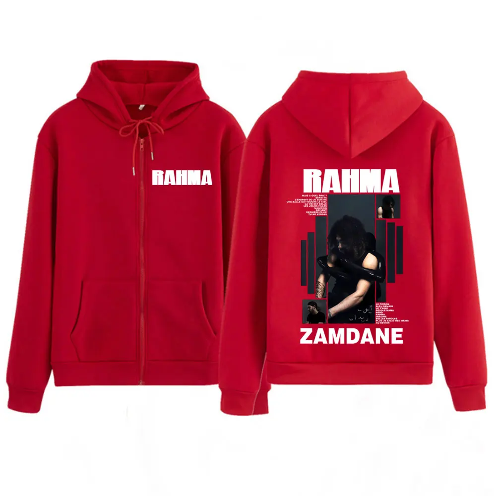 مغني الراب Zamdane RAHMA ألبوم الوجهين طباعة هوديي طويلة الأكمام Vintage جاكيت زيبرا بلايز الرجال النساء موضة زمم البلوز
