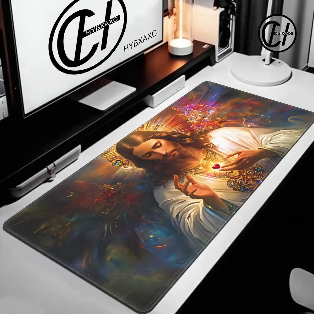 Jesus & Cross Design Mouse Pad Large Computer Office Game Table Mats Rubber Anti-slip Gaming Keyboard Mousepad Long Desk Pad