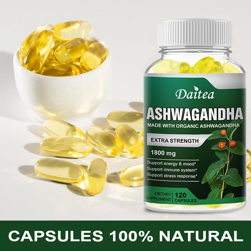 Ashwagandha Supplement 1800mg, Stress Relief, Focus, Brain, Sleep, Energy, Thyroid Support, Immune System Support