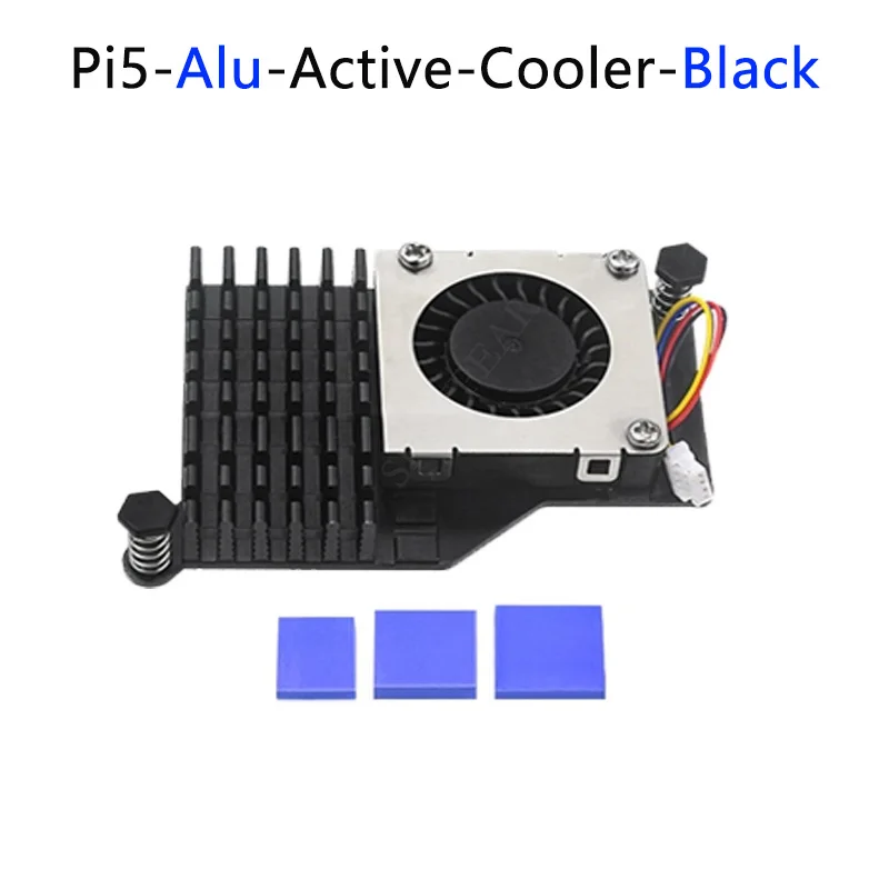 Pi5 Active Cooler Fan Metal Radiator Raspberry Pi 5 Heatsink Option Pure-Copper/Aluminum-Silver/Aluminum-Black