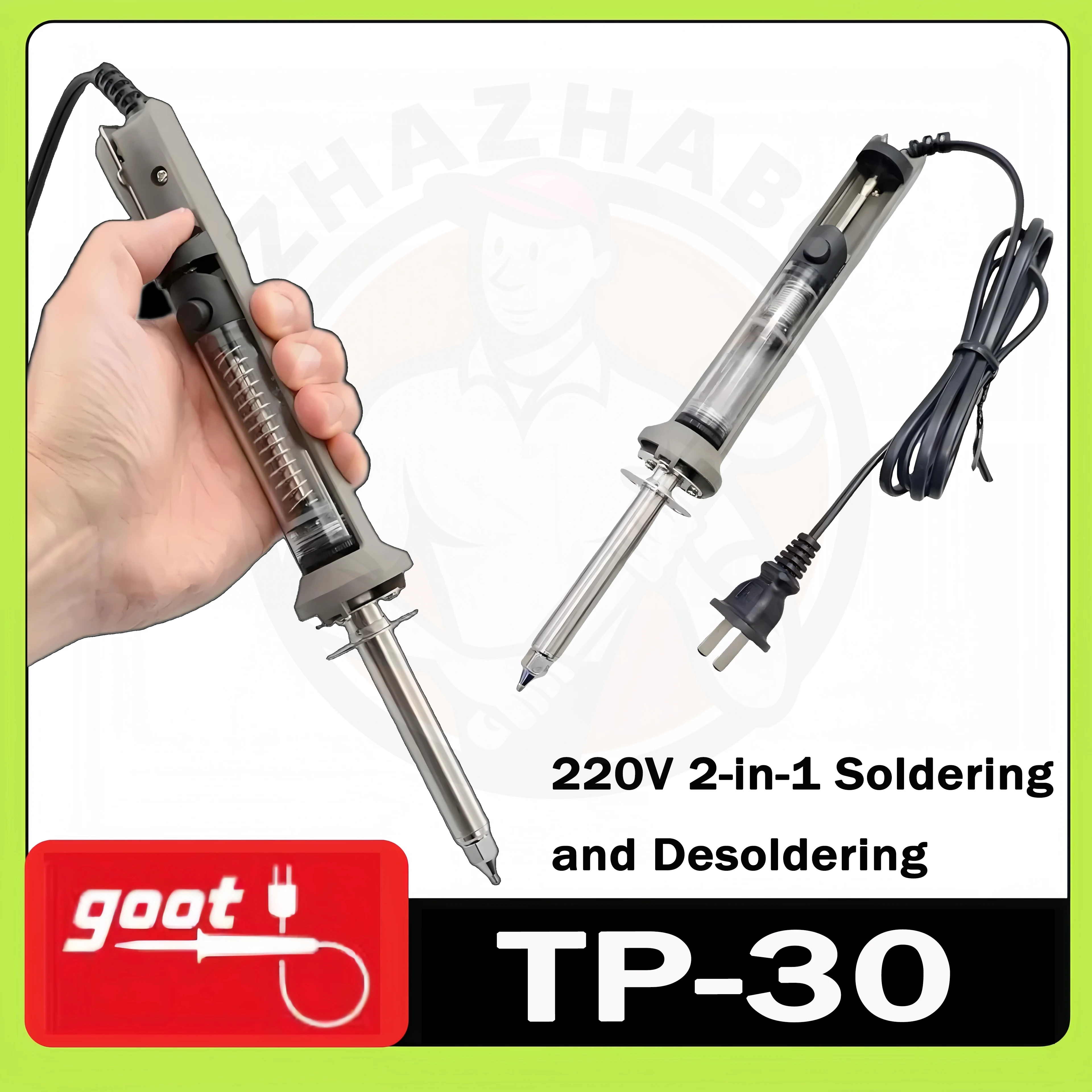 

GOOT TP-30 Dual Purpose Heated Manual Dewelding Pump 220V AC50/60HZ 30W For Circuit Board Mounting