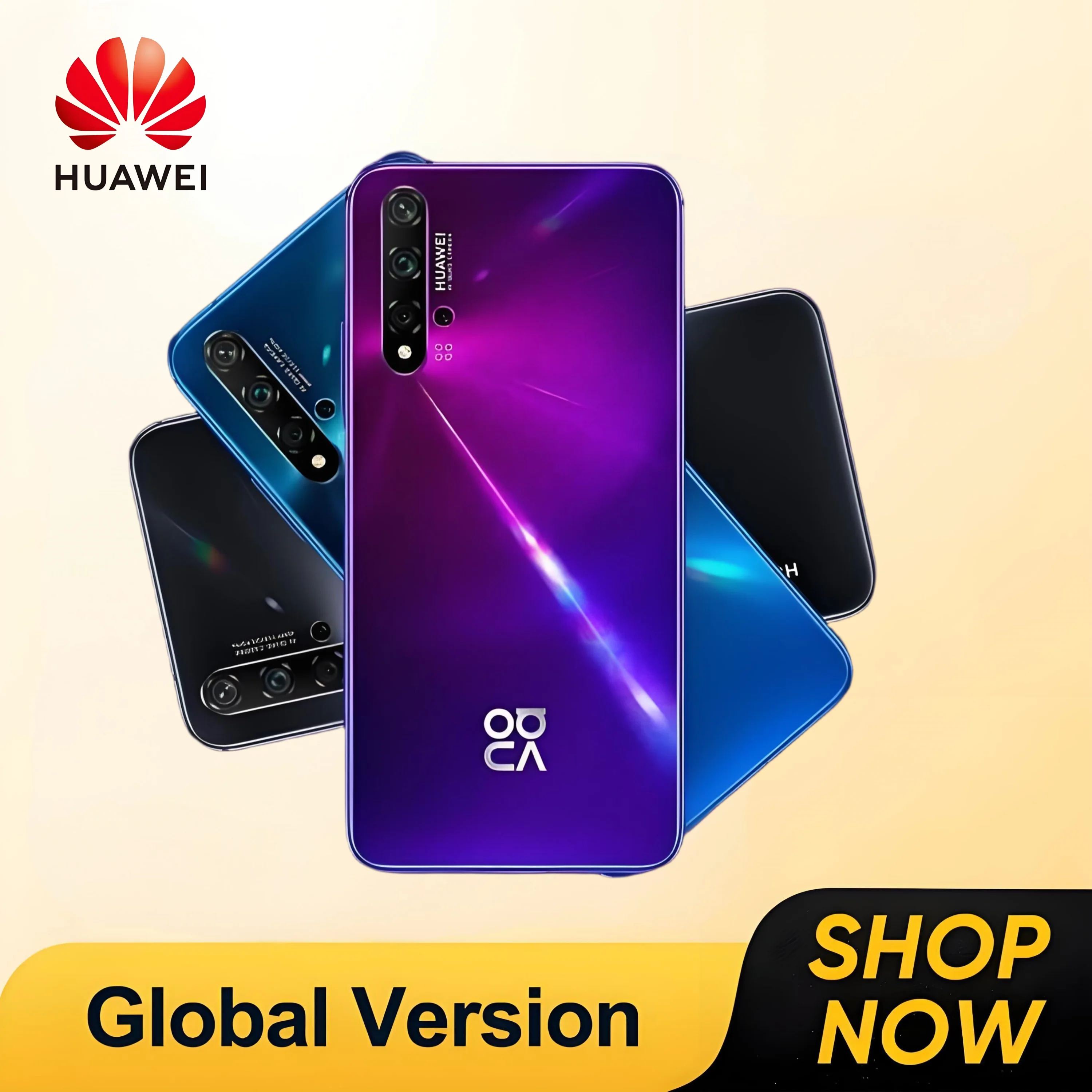 Global,HUAWEI-Nova 5T,Smartphone Android,48MP,6.26 inch 128GB 256GB ROM Google Play Store Mobile phones 4G Network Cellphones