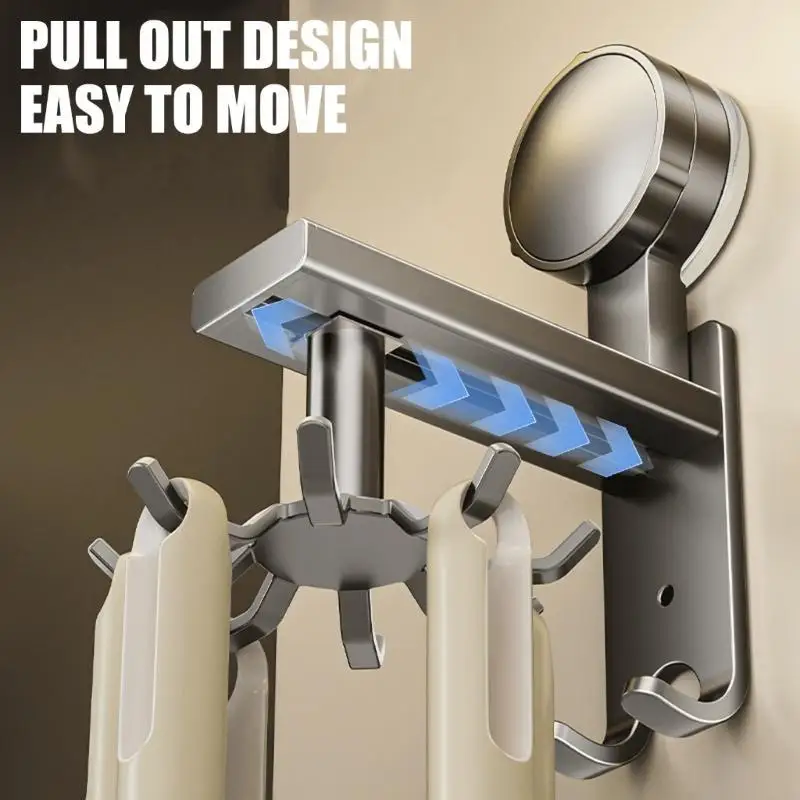 

652F Not Drill Kitchen Under Cabinet Hook 360 Rotating Aluminum Rack Kitchen Utensil Rack for Utensils & Accessories