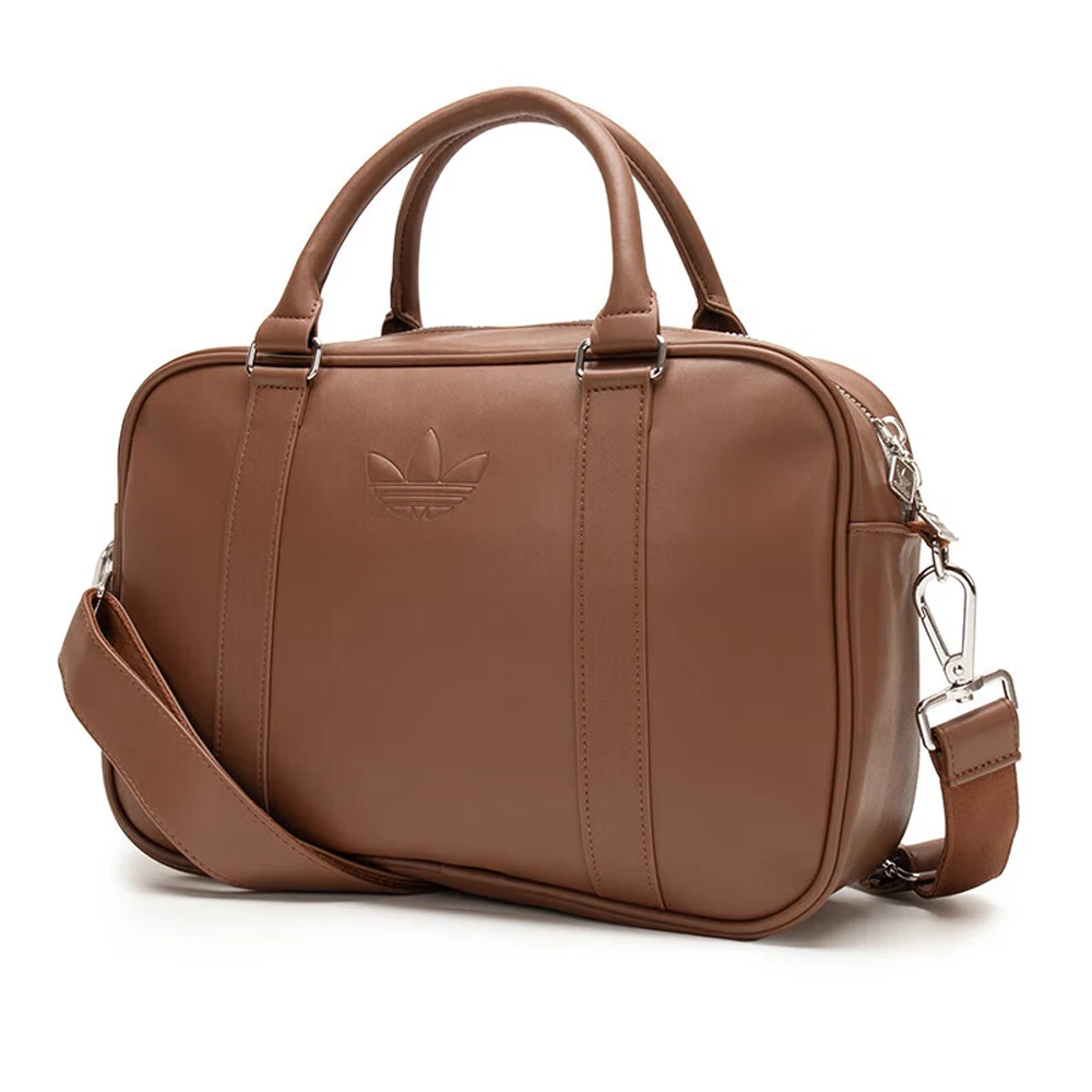 Adidas Business Tan Leather Laptop Bag with Adjustable Strap for Work and Daily Meetings