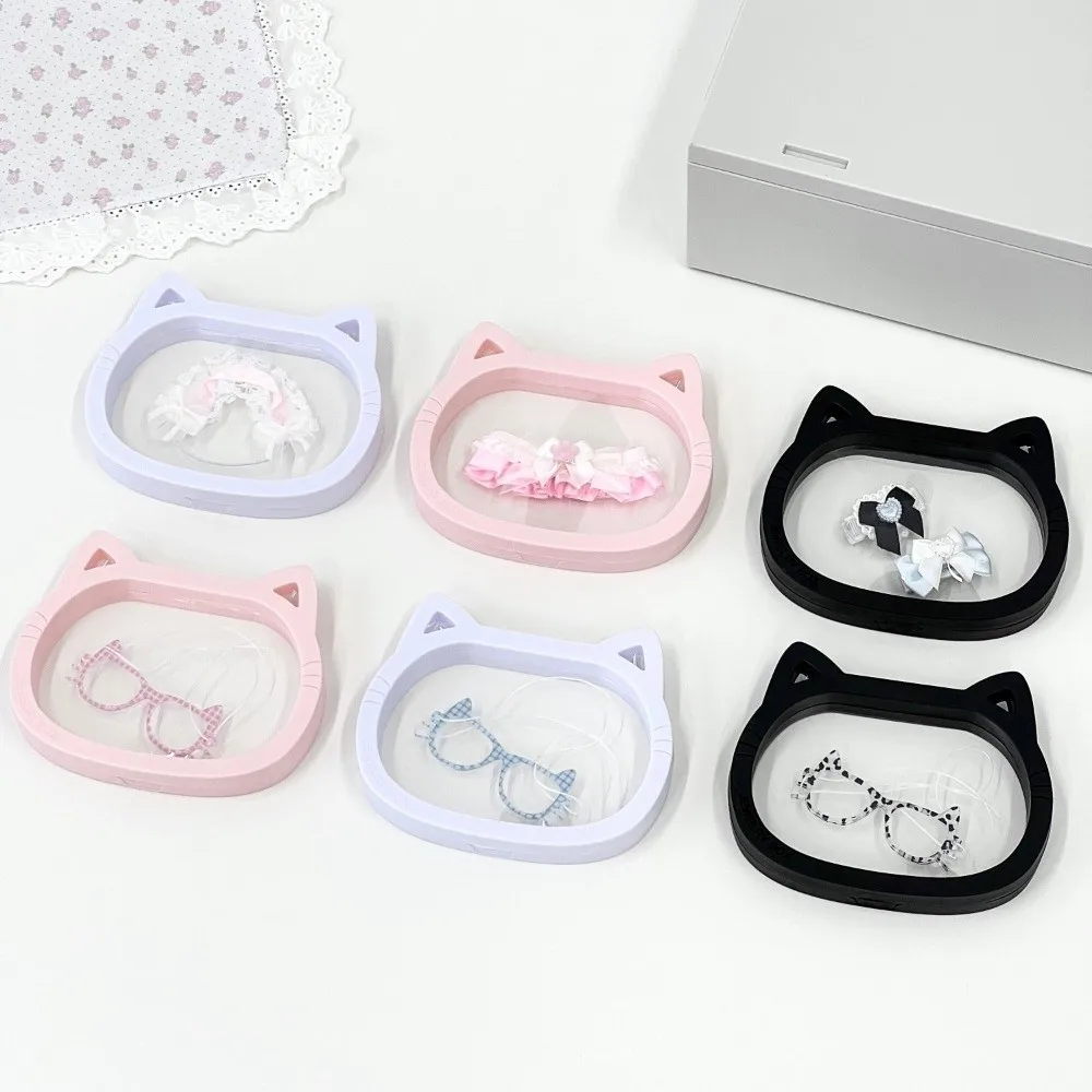 Cute Cat Ear Shaped Jewelry Boxes Dustproof Transparent Floating Storage Boxes Organizer Portable PE Film Jewelry Display Rack