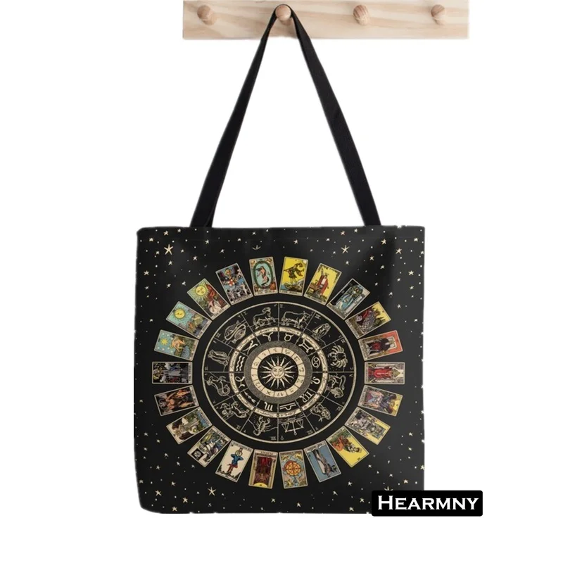 Shopper The Major Arcana of Tarot Printed Tote Bag Women Harajuku Shopper Handbag Girl Shoulder Shopping Bag Lady Linen Bag