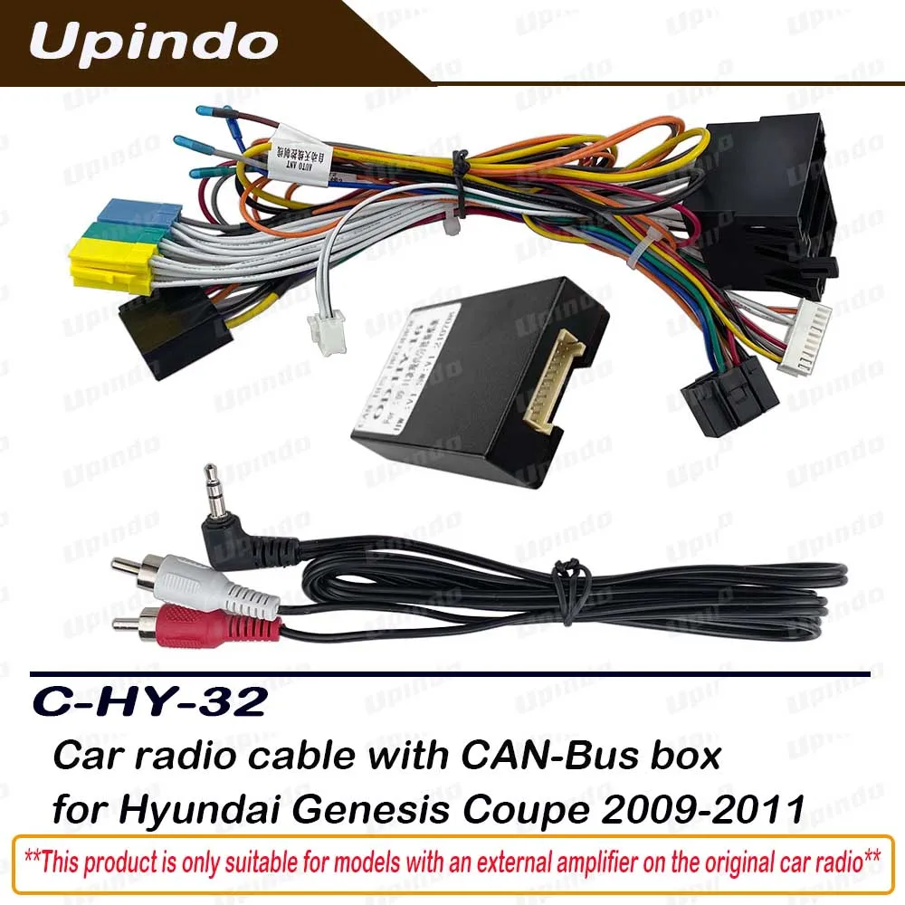 For Hyundai Genesis Coupe 2009-2011 Android Radio Wiring Harness with CAN Bus Box Adapter Stereo Power Connector