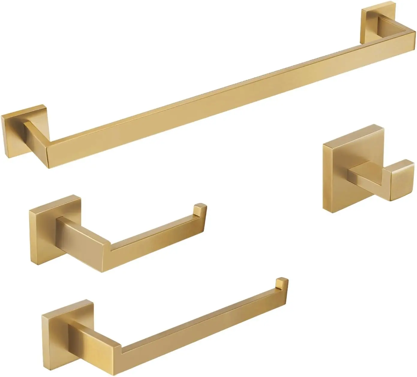 

Bathroom Accessories Set 4 Pieces Towel Bar Towel Racks for Bathroom Wall Mounted, Square Bathroom Hardware Set GOLD