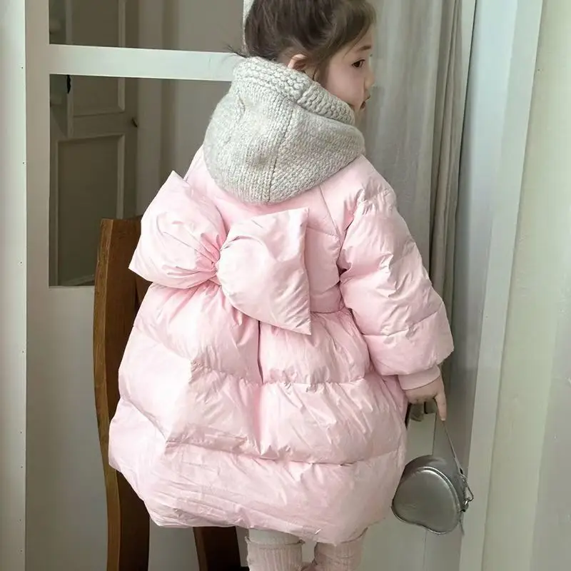 

Girls Padded Coat 2025 Winter Korean Print Solid Color Warm Puffer Jacket Thickened Outerwear for 2-6Y Kids Chic